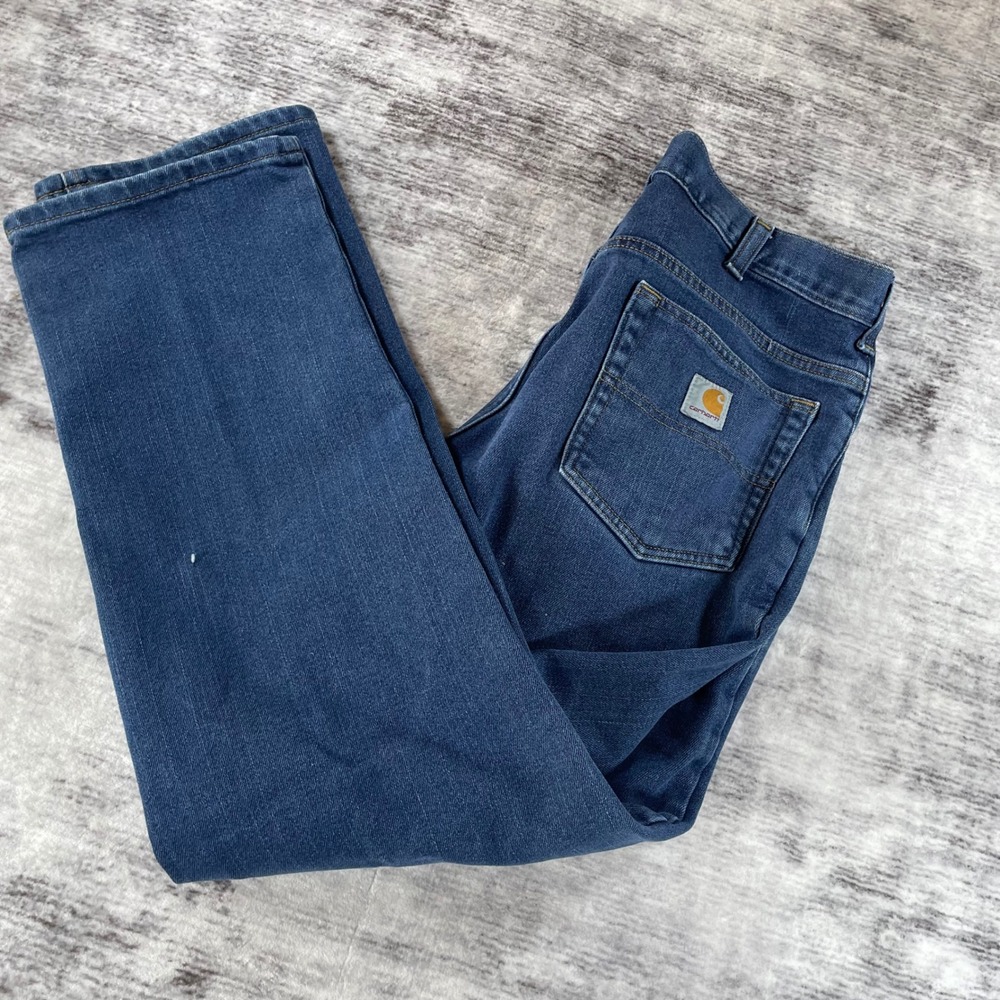 Carhartt Mens Modern Fit Stretch Denim Jeans Blue Straight Leg 36x30